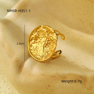 Stainless Steel Ring Exaggerated Irregular Asymmetric Geometric Abstract Plated 18K Gold Titanium Steel Ring Bracelet