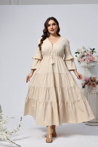 Plus Size Women Clothing Large Swing V neck Long Slim Fit Long Women Clothing Dress
