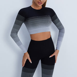 Gradient Sports Long Sleeve Trousers Suit Fitness Running Yoga Long Sleeve Tights