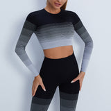 Gradient Sports Long Sleeve Trousers Suit Fitness Running Yoga Long Sleeve Tights