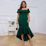 plus Size Women Party Evening Dress off Neck Slim Fit Sexy Large Swing Fishtail Dress
