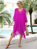 Summer Tassel plus Size Loose Hollow Out Cutout Beach Swimsuit Vacation Blouse for Women