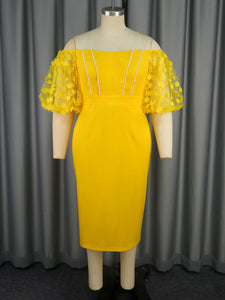 Sexy Tube Top See through Lantern Sleeve Dress Party Beaded One Step Dress