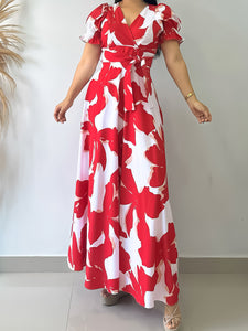 Ladies Casual Printed V neck Dress
