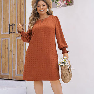 Plus Size Dress Women Clothing Spring Summer Polka Dot Long Sleeve Dress