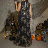 plus Size Autumn Sexy Dress Sequined Embroidered Sleeveless Women Evening Dress