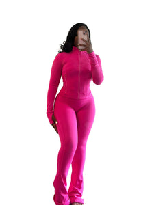 Sports Casual Women Wear Supply Sexy Tight Long Sleeve Micro Horn Two Piece Set
