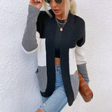 Autumn Winter Women Clothing Curved Large Pocket Knitwear Sweater Cardigan Coat Women