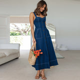 Summer Design Thin Casual Fit White Strap Maxi Dress