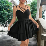 Plus Size Women Clothing Sexy V neck Strap Dress Spring Summer Slim Slimming Dress