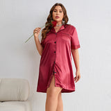 Plus Size Women Pajamas Silk Ice Silk Thin Long Sleeve Cardigan Artificial Silk Simple Sexy Home Wear