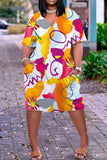 Plus Size Women Clothing Type Classic Printing Dress