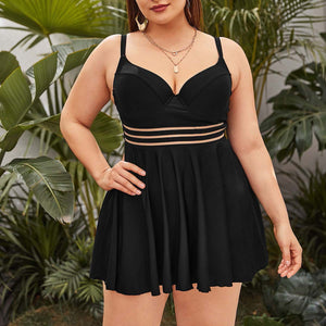 Plus Size Split Swimsuit Women High Waist Tankini Strap Swimwear