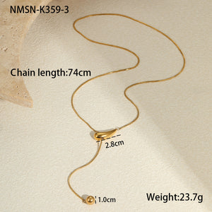Titanium Steel Snake Bones Chain Non Fading Stainless Steel Necklace Gold Plated Light Luxury Design Long Y Shaped Chain
