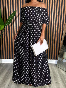 Plus Size Summer Dotted Prints Casual Long Women Clothes Dress