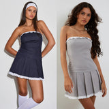 Spring Summer Bandeau Sexy Girls Denim Dress