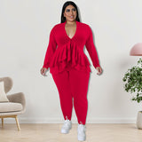 Plus Size Women Clothing Top with Blouse Pants Sets