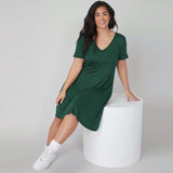 Plus Size Women Casual Simple Dress Summer All Matching Graceful Mid Length Dress