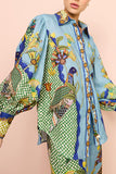 Autumn Personalized Printed Puff Sleeve Holiday Lace Two Piece Suit for Women