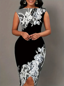 Plus Size Summer Women Clothing Office Cheongsam Sheath Slim Fit Dress