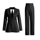 Women  Clothing Two Piece sets Hollow Out Cutout Backless sets with Straight Casual Work Pant Women