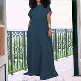 Plus Size Women Clothing Denim Sleeveless Backless Maxi Dress