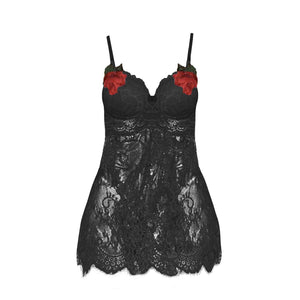 Sexy Mesh Dark Grain Thin Transparent Nightdress Sexy Suit