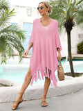 Summer Tassel plus Size Loose Hollow Out Cutout Beach Swimsuit Vacation Blouse for Women