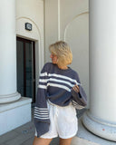 Striped Contrast Color Knitwear Casual All Matching Tops Pullover Women