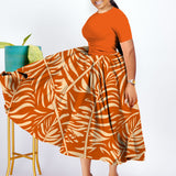 Plus Size Women Clothing Pleated African Black Swing Dress