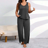 Plus Size Homewear Suit Summer Simple Casual Camisole Trousers Two Piece Set Women