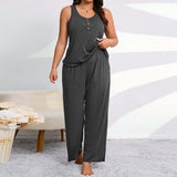 Plus Size Homewear Suit Summer Simple Casual Camisole Trousers Two Piece Set Women