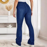 High Waist Elastic Slim Fit Bootcut Trousers Jeans for Women