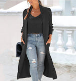 Autumn Winter Cardigan Trench Coat Knitted Loose Two Piece Sweater Solid Color Vest Suit With Camis