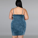 Plus Size Women Clothing Denim Sleeveless Collarless Sling Short Shipment Dress