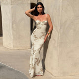 Women Clothing Summer Sexy Slim Fit Slimming Backless Lace up Dress Maxi Dress