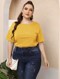 Plus Size Women Sexy Backless Butterfly Hollow Out Cutout out Burnt Top Crew Neck Casual T-shirt