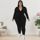Plus Size Women Clothing Top with Blouse Pants Sets
