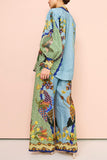 Autumn Personalized Printed Puff Sleeve Holiday Lace Two Piece Suit for Women