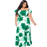 Plus Size Dress Off Shoulder Irregular Asymmetric off Shoulder Digital Printed Dress