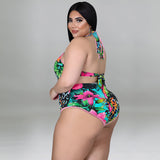 Plus Size Women Clothes Autumn Sexy Swimsuit Long Apron Two Piece Set