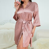 Plus Size Pajamas Women Summer Women Bathrobe Sexy Morning Gowns Homewear outside Ice Silk Robe
