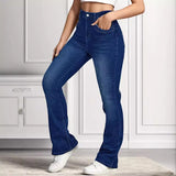High Waist Elastic Slim Fit Bootcut Trousers Jeans for Women