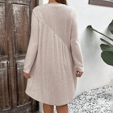 Plus Size Women Clothing Elegant Intellectual Dress Autumn Winter Loose Flab Hiding Slimming Midi Dress