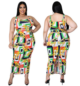 Plus Size Women Clothes Spring Vest with Half Waist Skirt Set