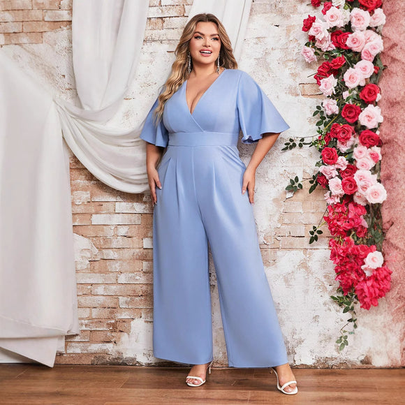 Plus Size Women Simple Elegant Pants Jumpsuit Spring Summer