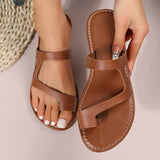 Round Head Clip Shame Flat Beach Shoes Women Outdoor Retro Sandals Women Shoes Slippers