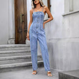Popular Women Personalized Suspenders Denim Jumpsuit Trousers