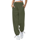 Spring Summer Women Clothing Loose Casual Sports Drawstring Wide Leg Ankle Banded Pants Women Plus Size