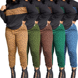 Plus Size Winter Women Clothing Leopard Print Long Sleeve Tight Suit